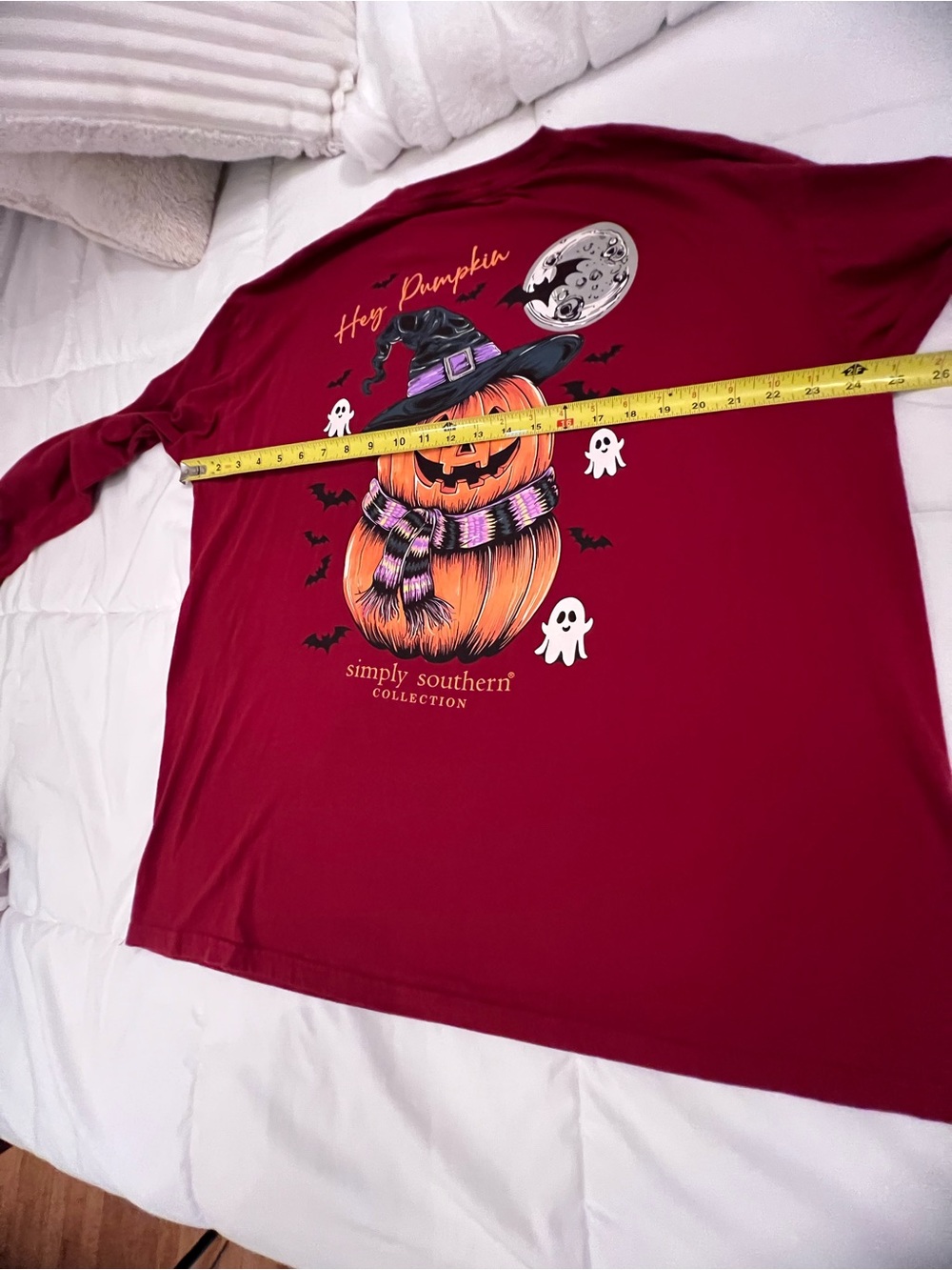 Simply Southern Women’s Large Long-Sleeve T shirt Ghost Fall Red - Picture 5 of 6